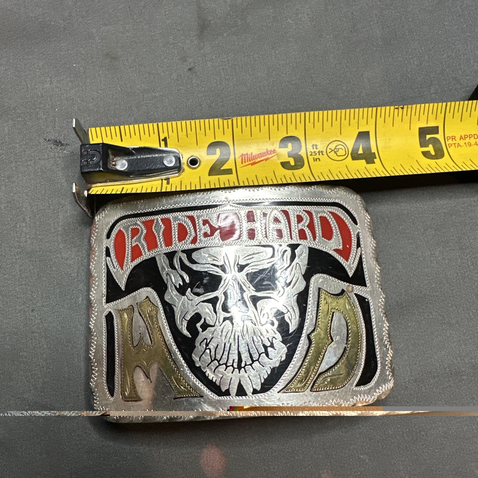 Ride Hard Live Free Bradford Exchange Belt Buckle Biker Skull Dated 1991 In Back