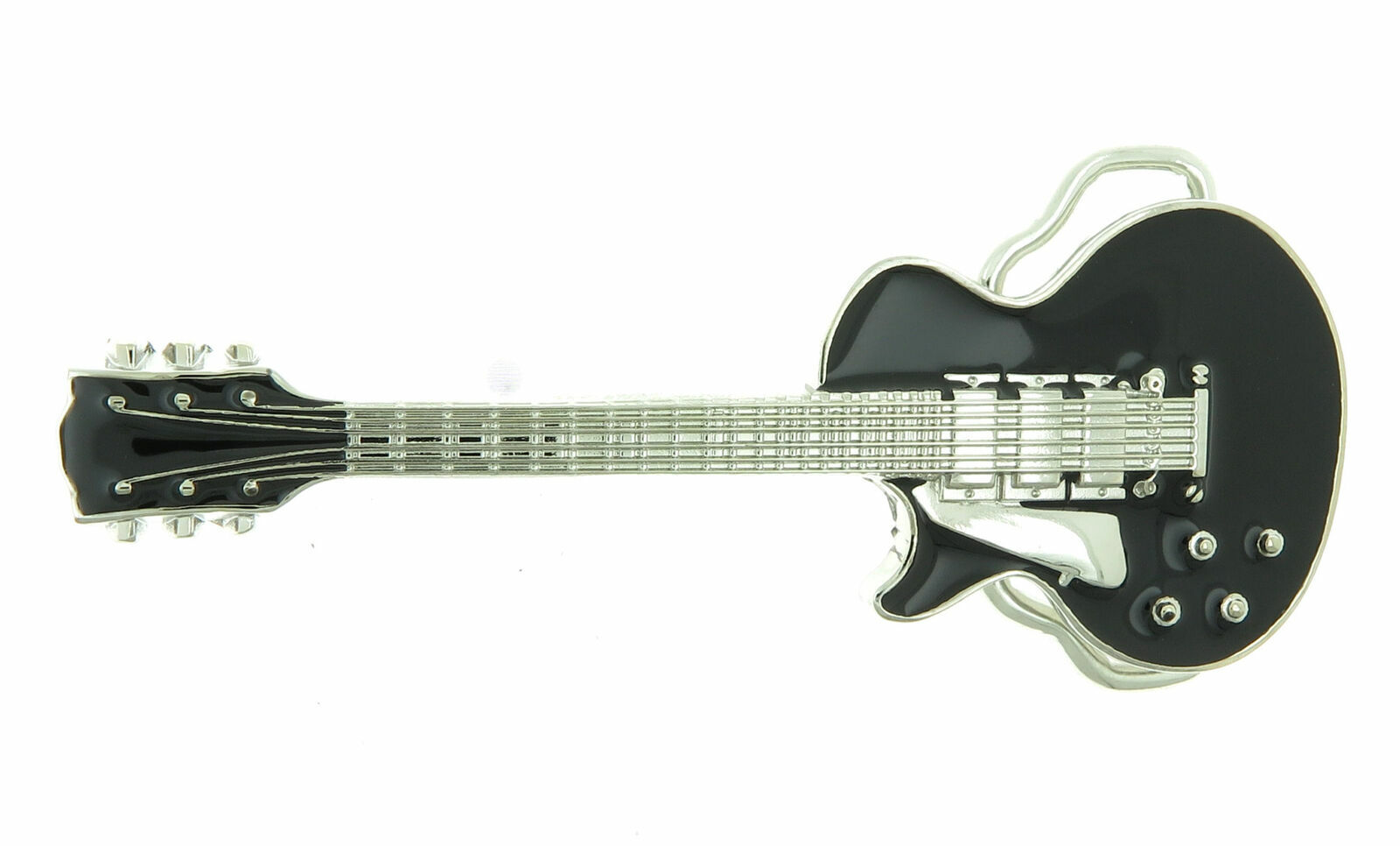 Music Guitar Black Enamel Metal Belt Buckle