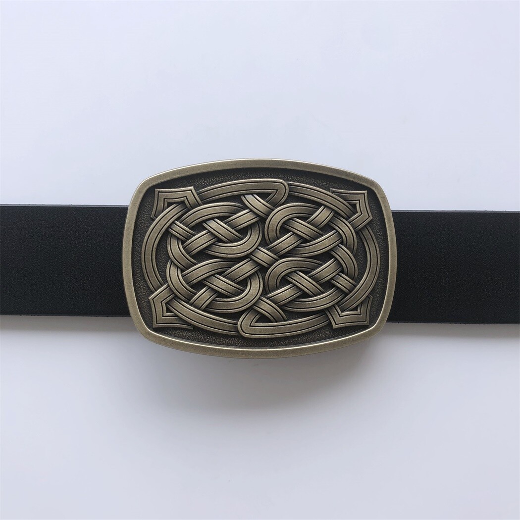 Antique Bronze Plated Cross Celtic Knot Rectangle Belt Buckle also Stock in US