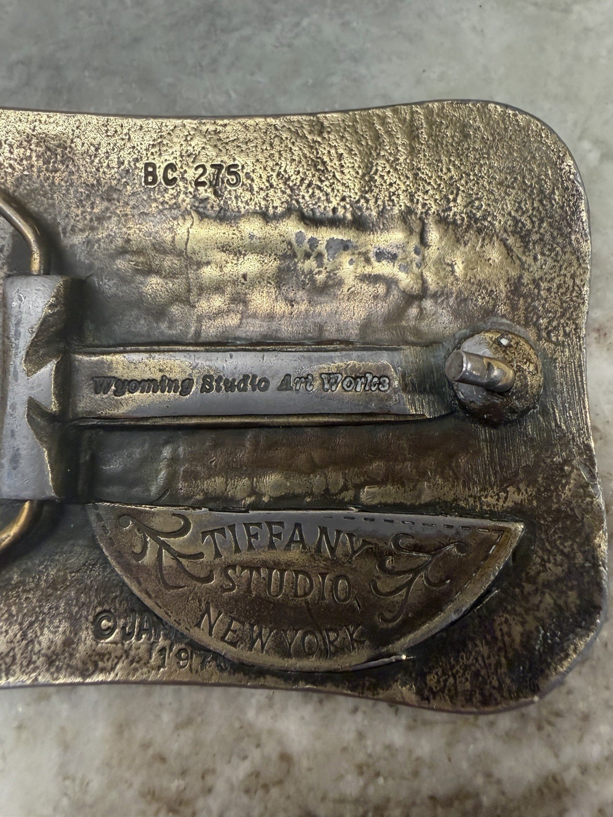 Vintage Pinto Belt Buckle James Lind 1975 Wyoming Studio Art Works Cowboy Heavy