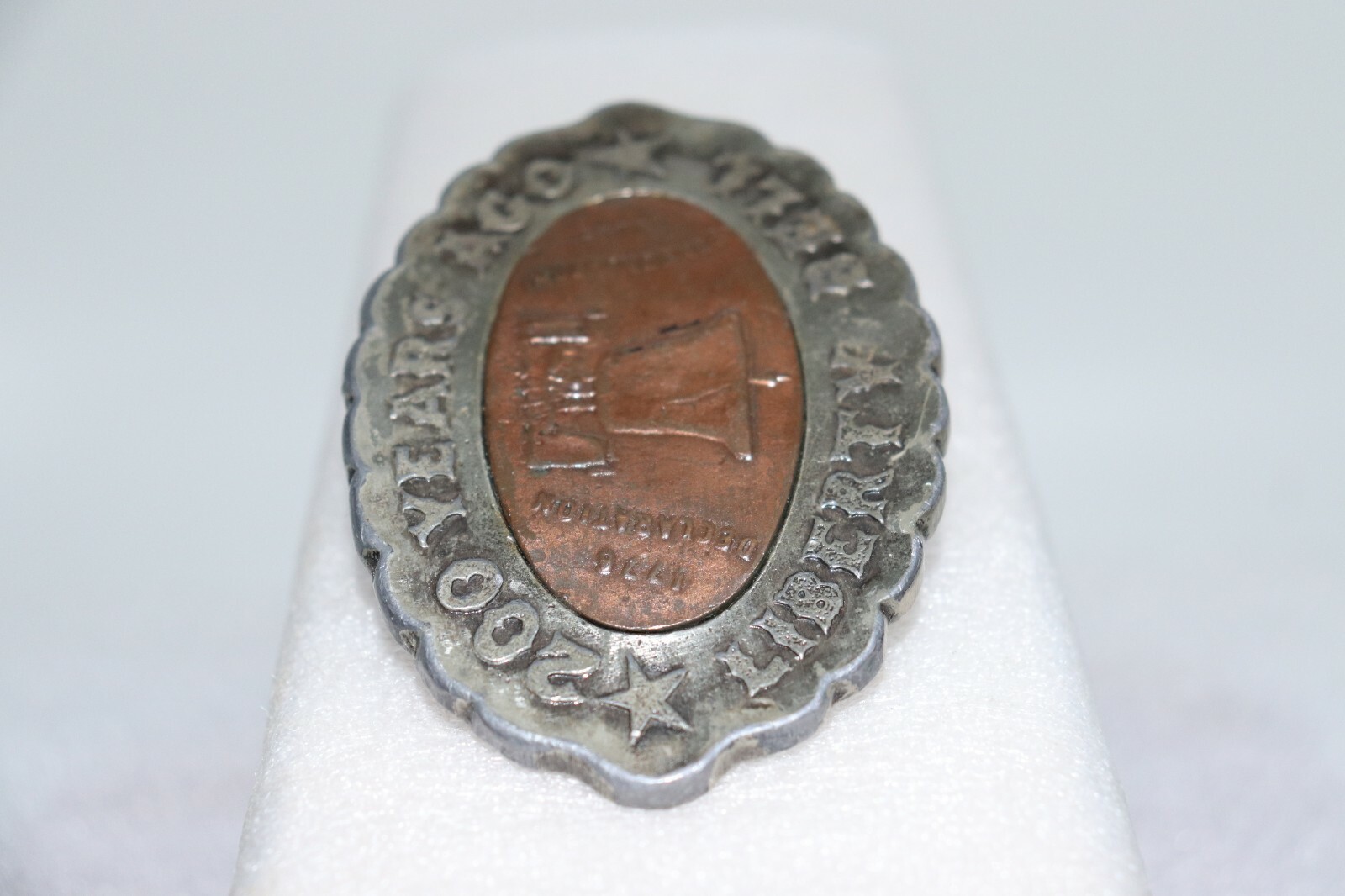 1970&rsquo;s Belt Buckle Oval Mixed Metal 200 Years Ago Liberty Bell