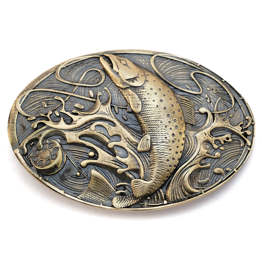 Belt buckle Trout, fisherman Salmoninae brass buckle, fisherman gift, anglers