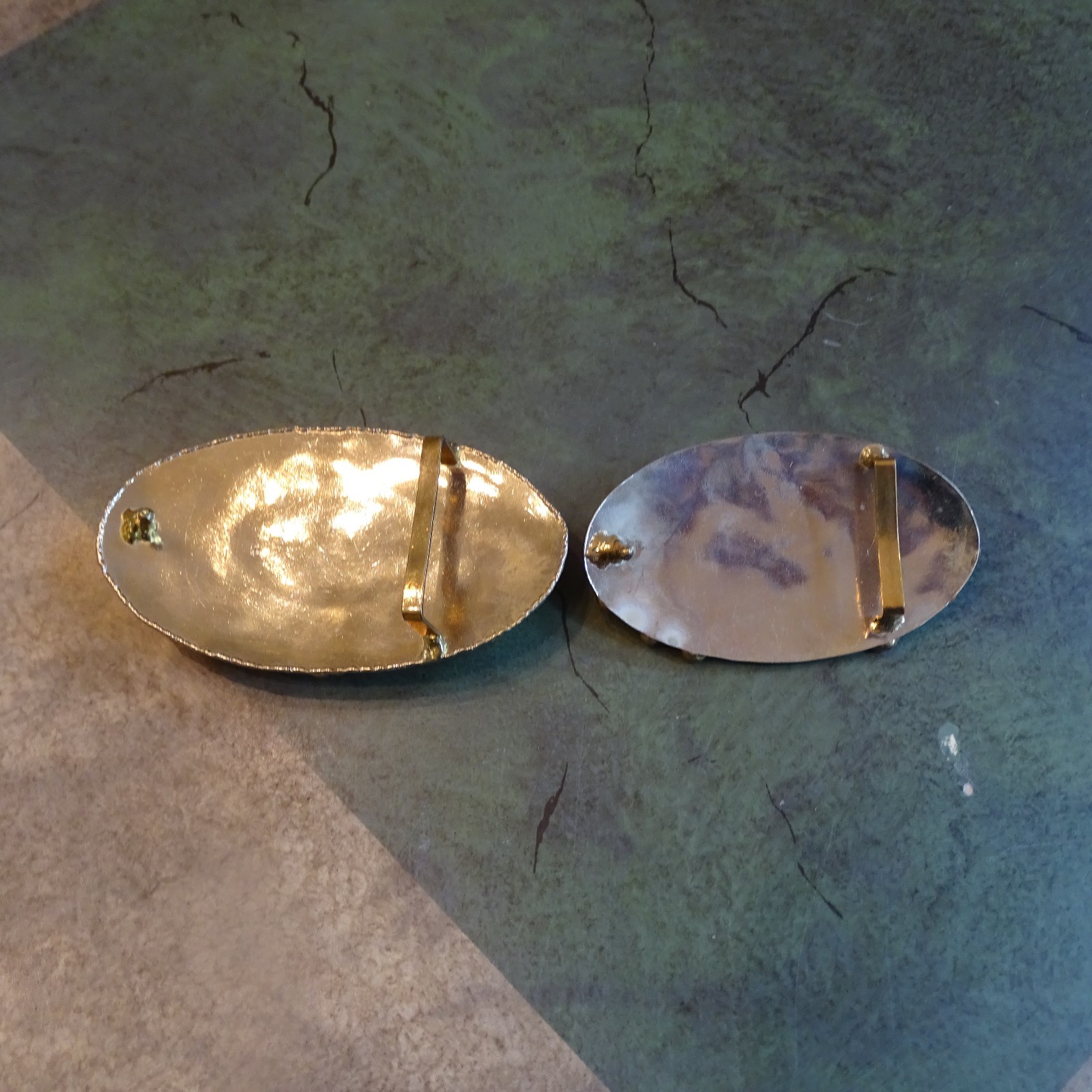 Art Glass and Mixed Metals Belt Buckles (2) Handmade
