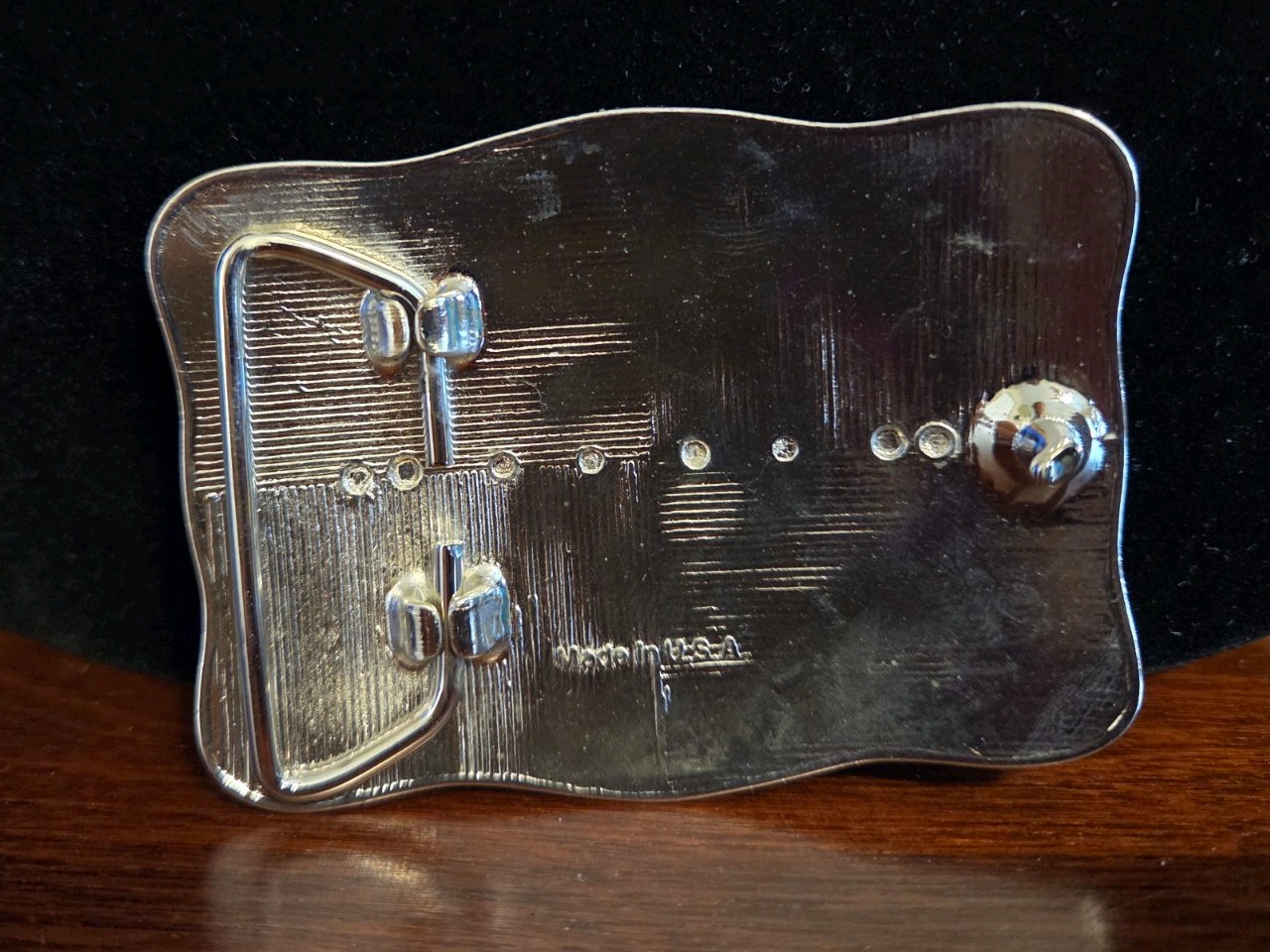 Vintage Western Floral Engraved Silver Tone Belt Buckle Rope Border Rectangle