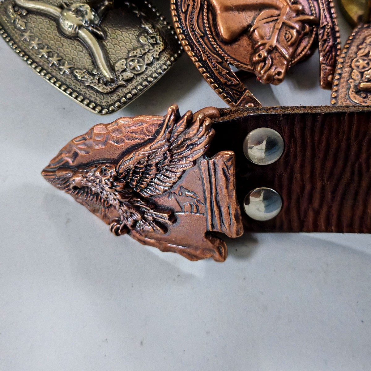 Lost-Wax Casting Brass & Copper Eagle Belt Buckle (Belt Not Included)