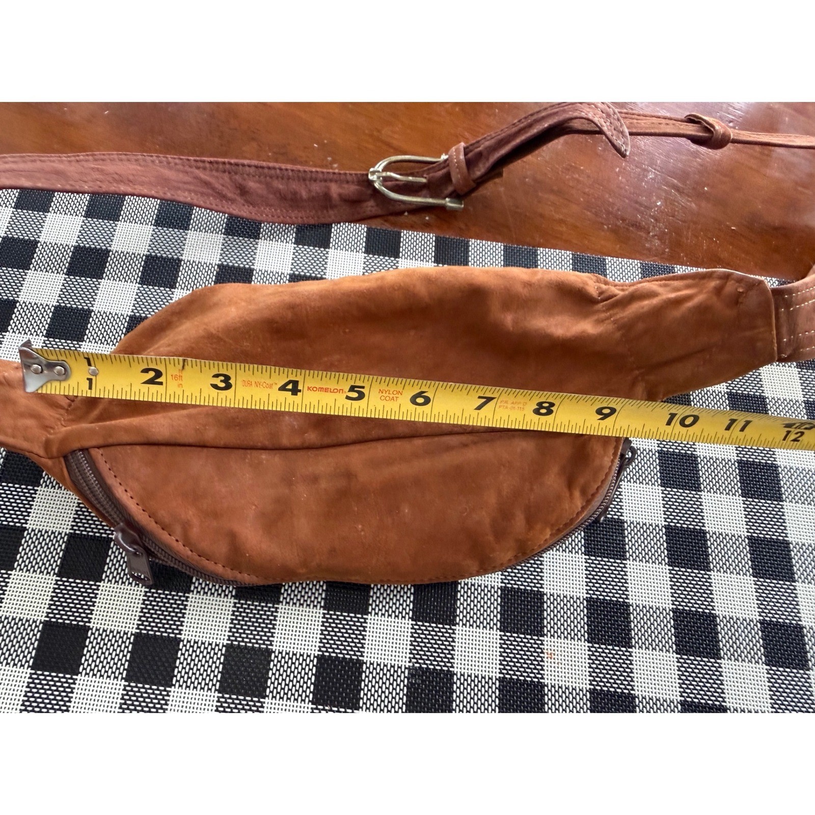 Brown Leather Suede Belt Bag Fanny Pack Pouch brass buckle western vintage boho