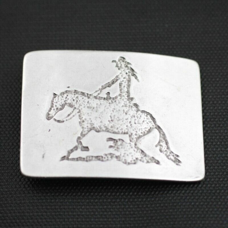 Cowgirl Equestrian Rectangle Belt Buckle in Antique Silver, Western Interchangeable Buckle
