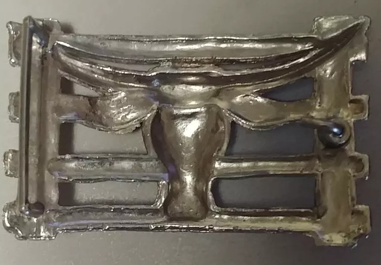 Steer Head Belt Buckle Silvertone Metal 3 Inches x 2 Inches Vintage