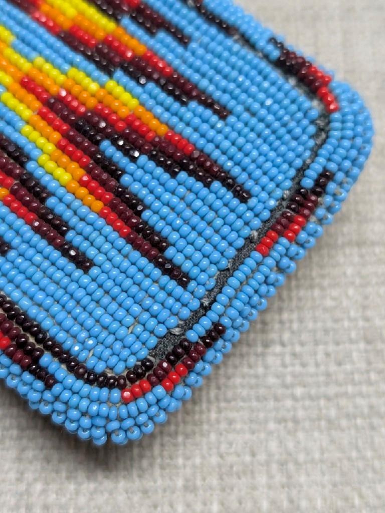 vintage NATIVE AMERICAN belt buckle BEADED handcraft NAVAJO indian western