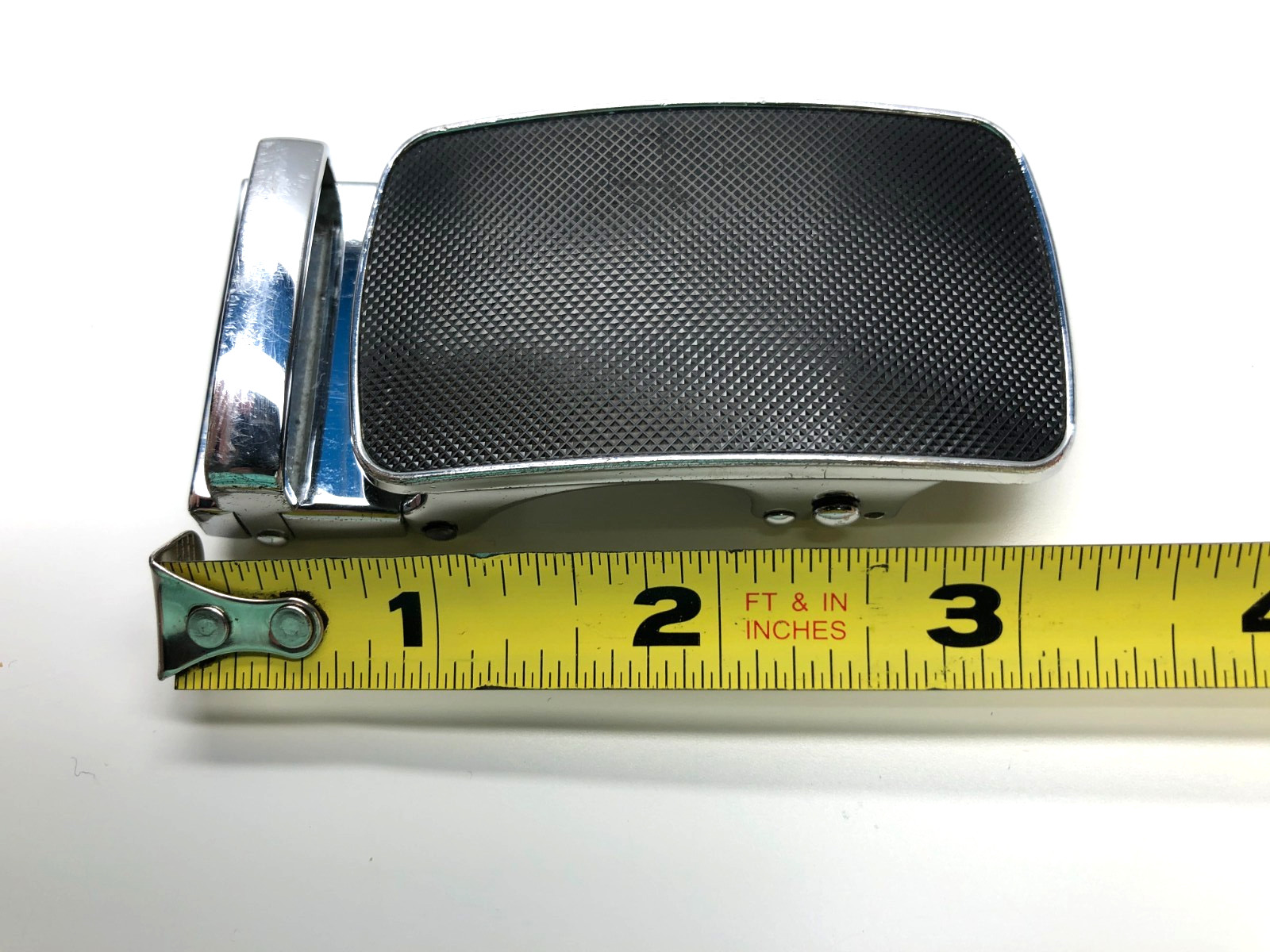 Unbranded Ratchet Buckle Mens Two Tone Black Silver 3.5&Prime;