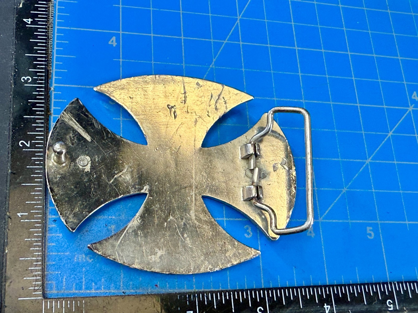 Maltese Iron Cross Religious Gothic Punk Vibe Silver Color Cutout Belt Buckle