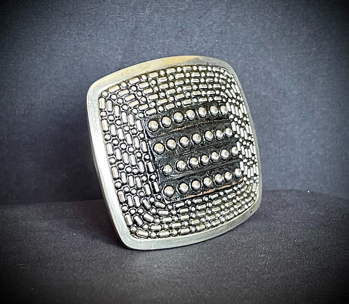 “Shield”Belt Buckle Archive Studded Leather Inlay 2 5/8 x 3 OOAK Darren McNeese