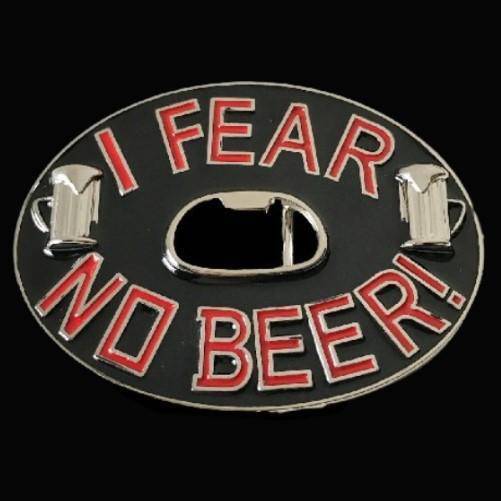 Belt Buckle I Fear No Beer Bottle Opener Funny Bar Joke Cool Buckles
