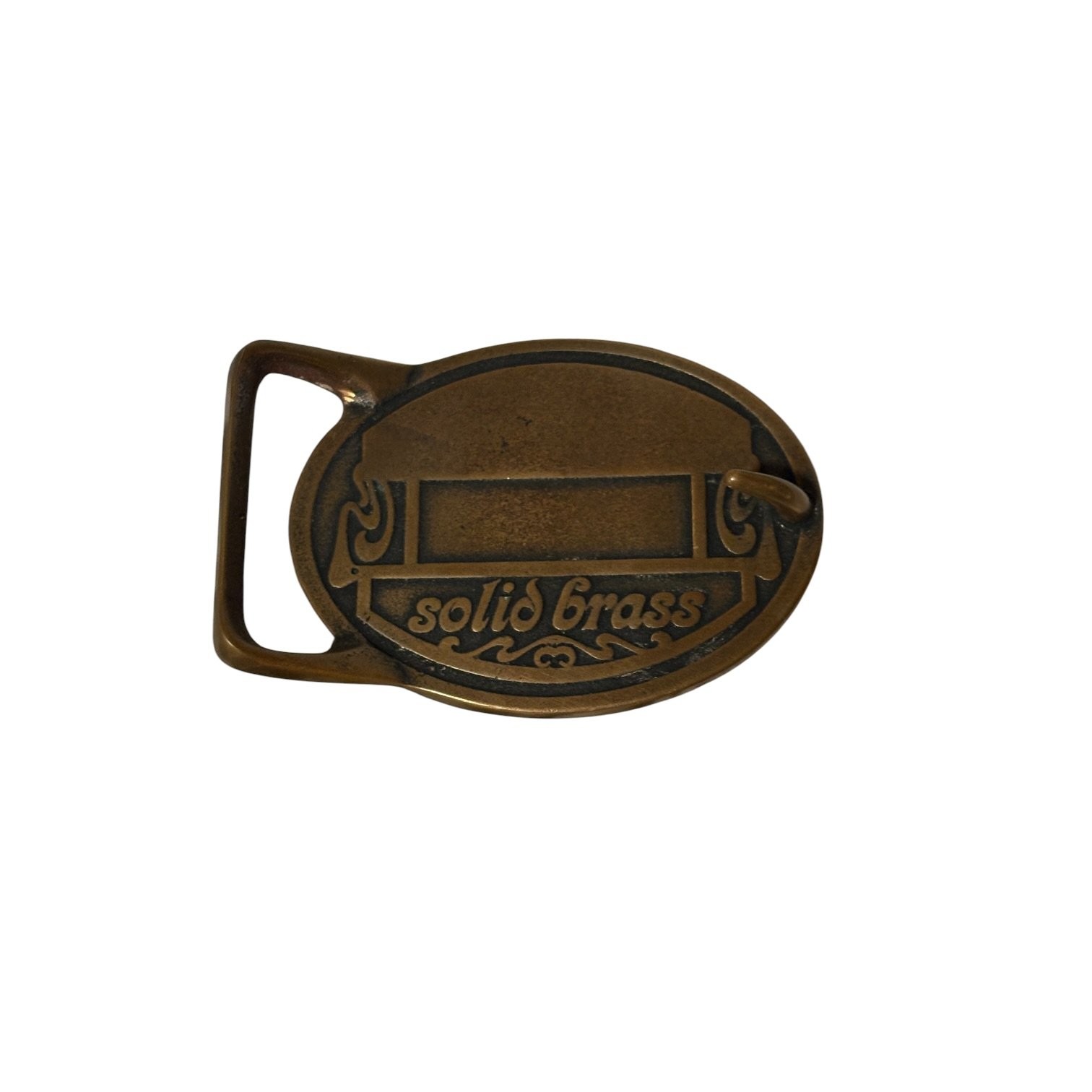 Brass Belt Buckle Wood Inlay Native American Horse Von West End of the Trail