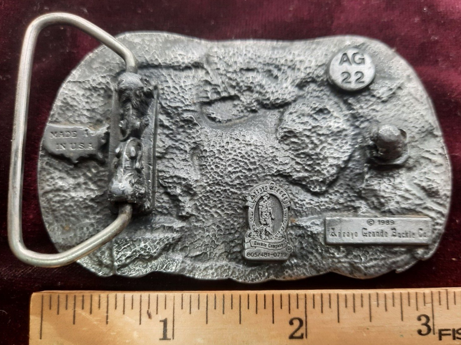 Screaming Eagle on motorcycle Enameled Belt Buckle Arroyo Grande Buckle Co 1989