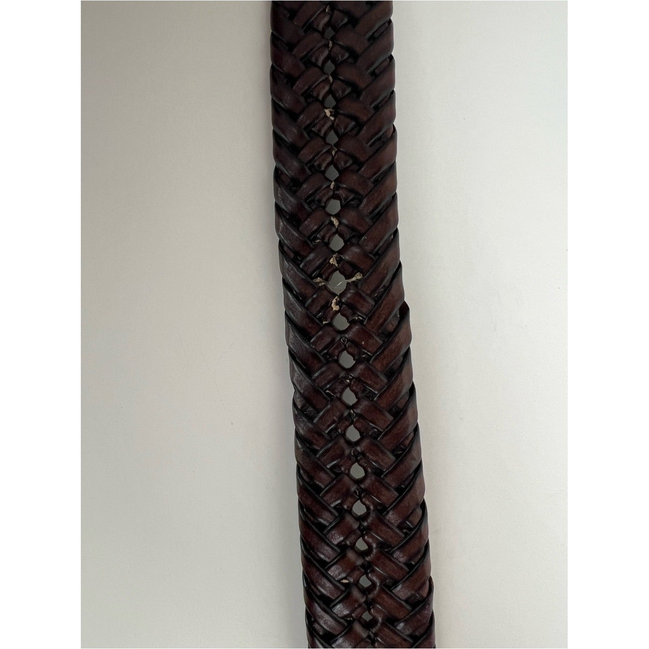 ALD Woven Braided Brown Leather Belt Gold Buckle Preppy Equestrian 48 Old Money
