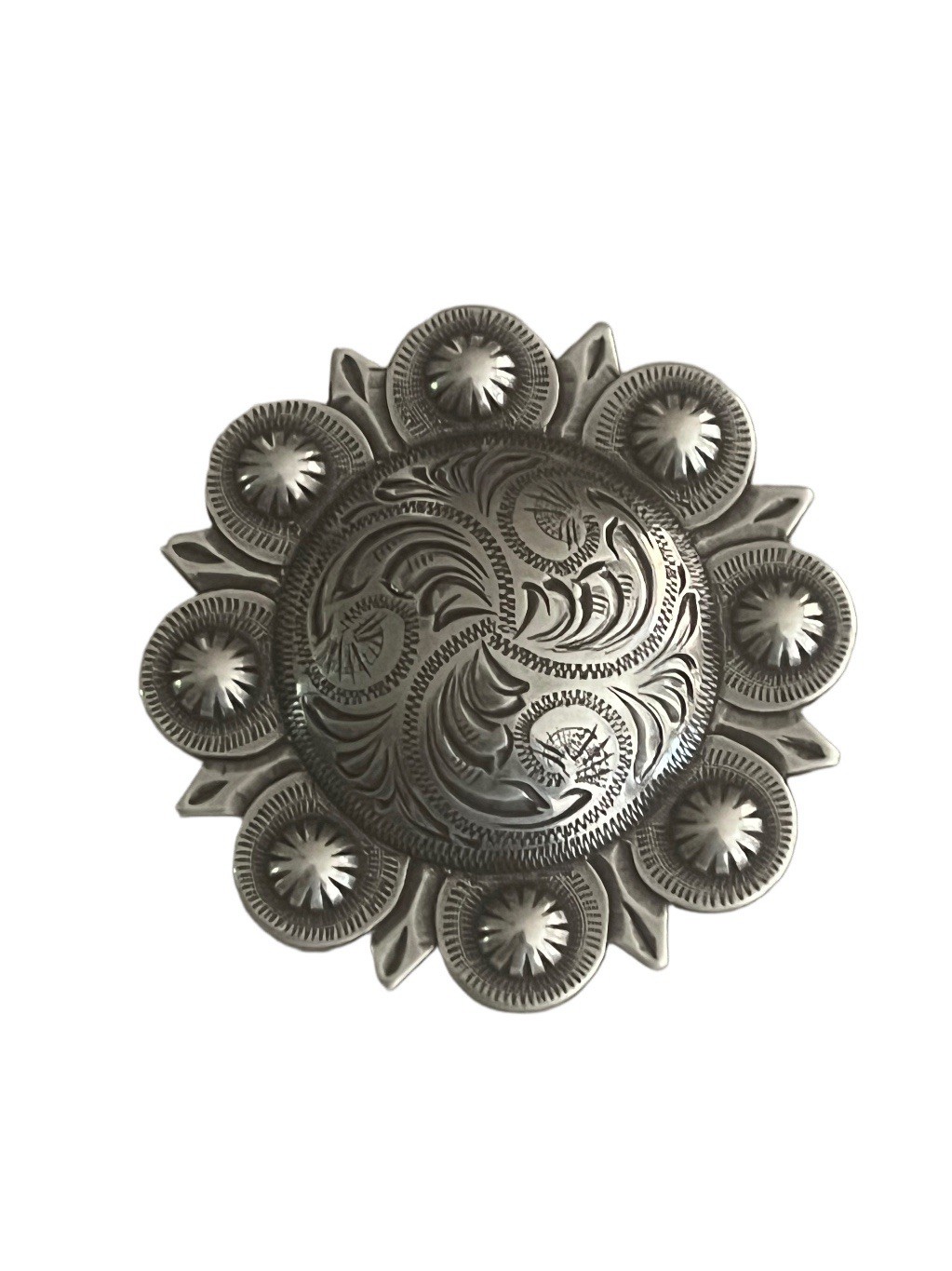 Western Fashion 3” Round Belt Buckle Antique Nickel Metal Unisex
