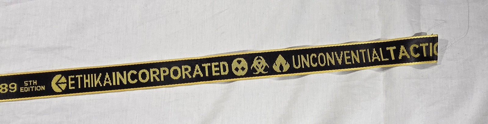 Ethika Adjustable Belt Black Yellow Text Pattern Metal Buckle Polyester