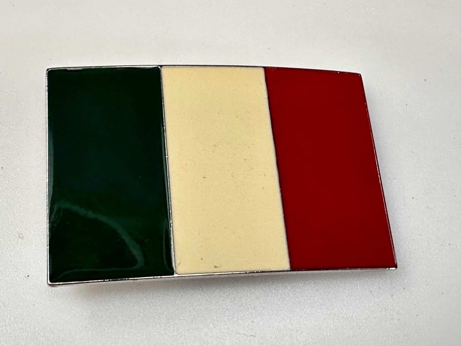 Italian Flag Italy Pride – Enameled Green White Red Patriotic Belt Buckle