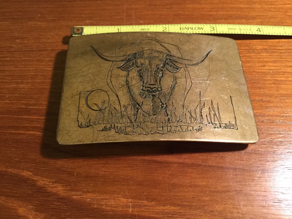 VTG Belt Buckle Ampersand Brass Engraved Belt Buckle – Engraved Bull Design