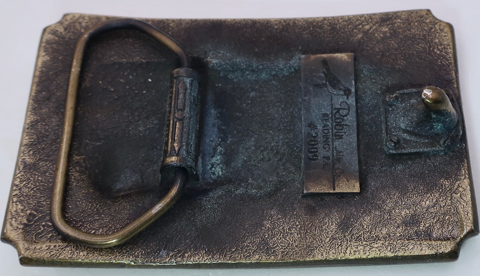 Vintage Robin Mfg Co Reading Pa. Solid Brass RV Travel Trailer Belt Buckle #2009