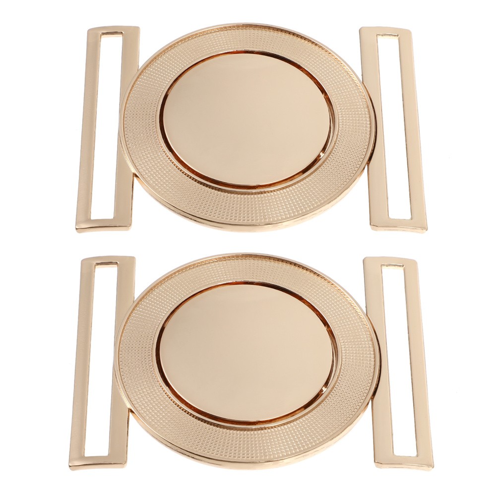 2 Pcs Metal Decorative Buttons Waist Buckle Belt Accessory Women&rsquo;s Boy Buckles