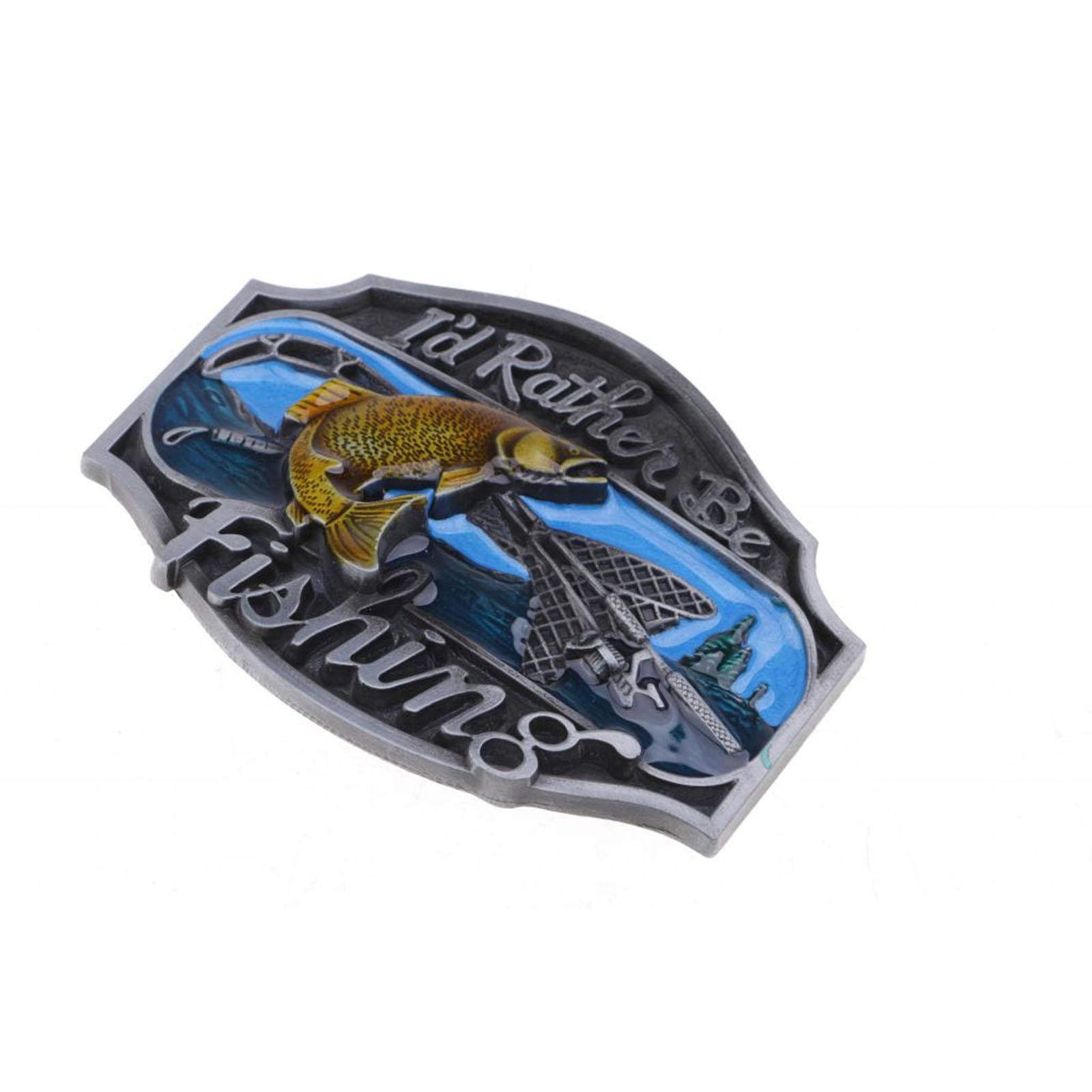 Novelty Enamel Fishing Belt Buckle Western Cowboy Buckle Metal Vintage Mens