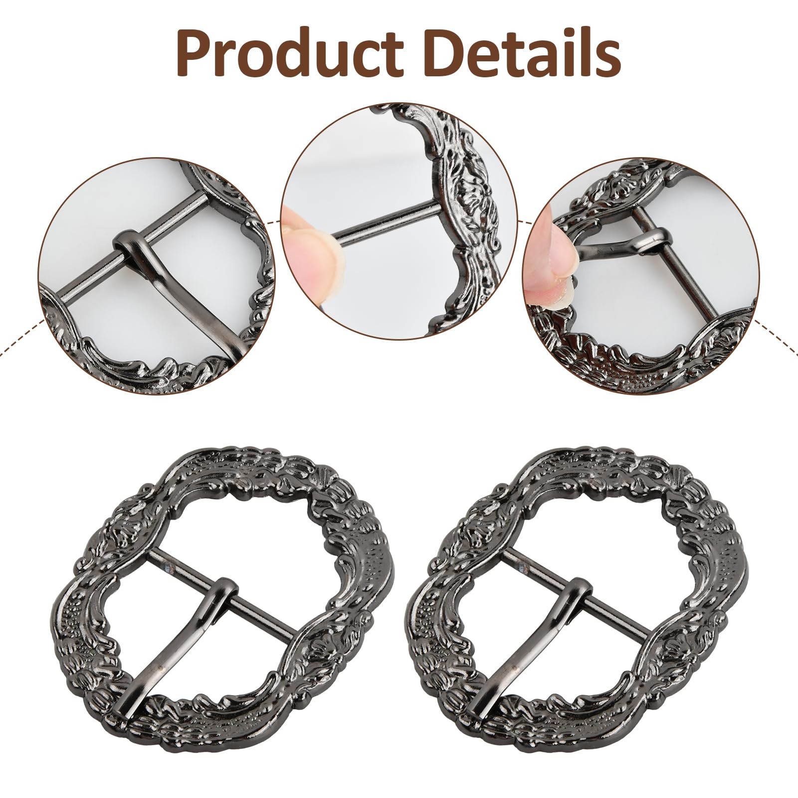 4 Piece Costume Belt Buckles Set for Men Women, Diameter 30mm Retr…