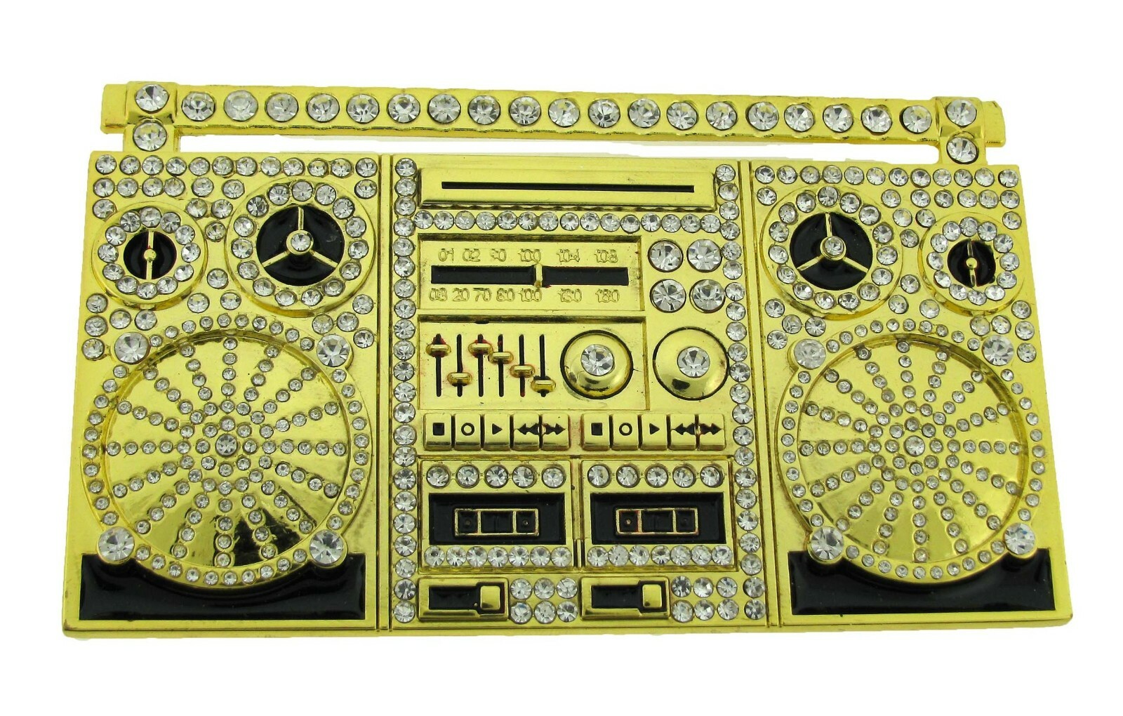 Retro Boom Box Belt Buckle Blaster Radio Dj Ghetto Music Old school Silver Metal