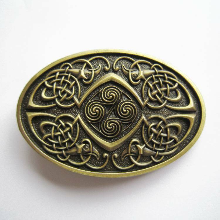 OVAL IRISH CELTIC KNOTS BRONZE VINTAGE MEDIAVAL BELT BUCKLE