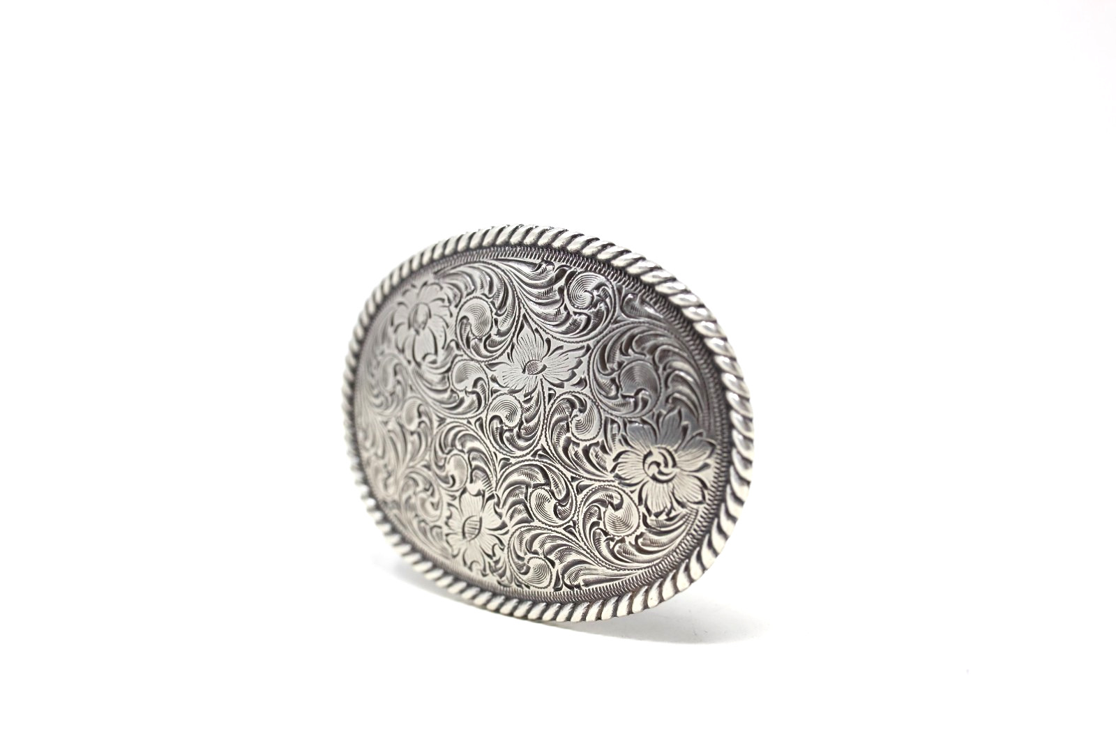 Rope Edge Western Floral Belt Buckle, (1.5 ») Removable Western Buckle