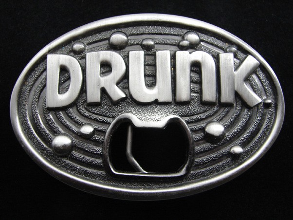 RF03171 *NOS* REALLY NICE **DRUNK** BOTTLE OPENER FUNNY NOVELTY BELT BUCKLE