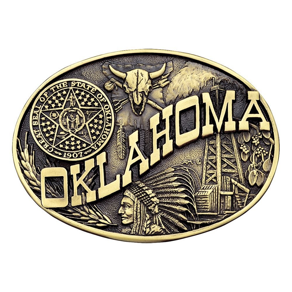 Montana Silversmiths State Heritage Antiqued Oval Brass Western Belt Buckle New