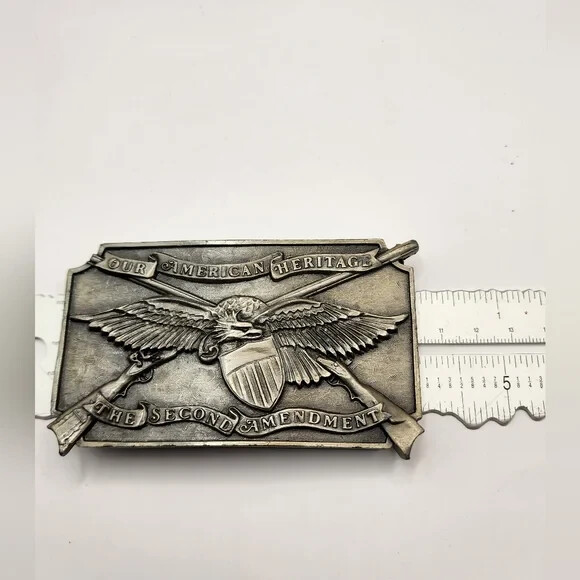 Western Patriotic Second Amendment Gun Rights K-156 Belt Buckle Vinegarroon Vtg