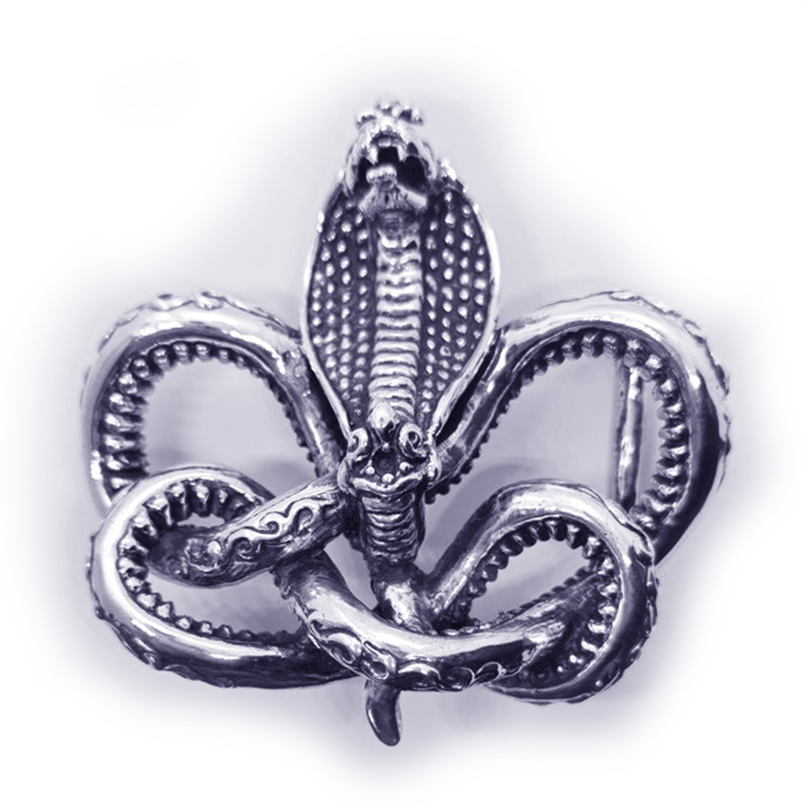 Cobra King Crawling Snake Sterling Silver Belt Buckle