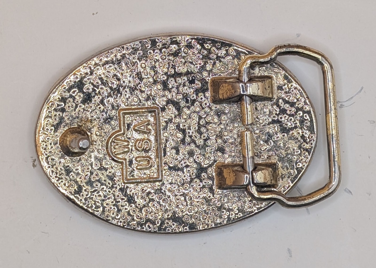 W Western Floral Belt Buckle Silver Gold Tone Scroll Made in USA Two-Tone Oval