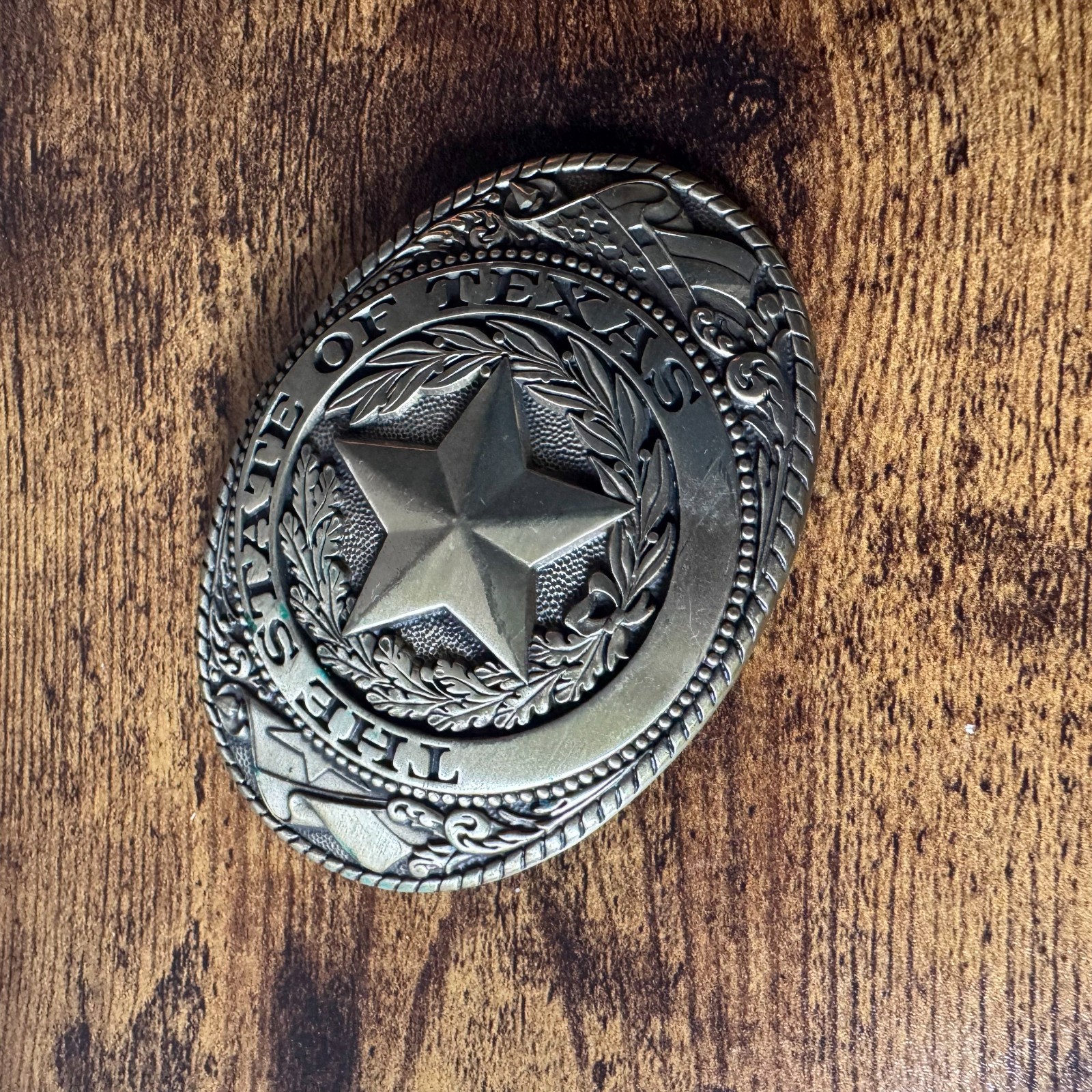 Tony Lama State of Texas Star Belt Buckle | Solid Brass Western Buckle