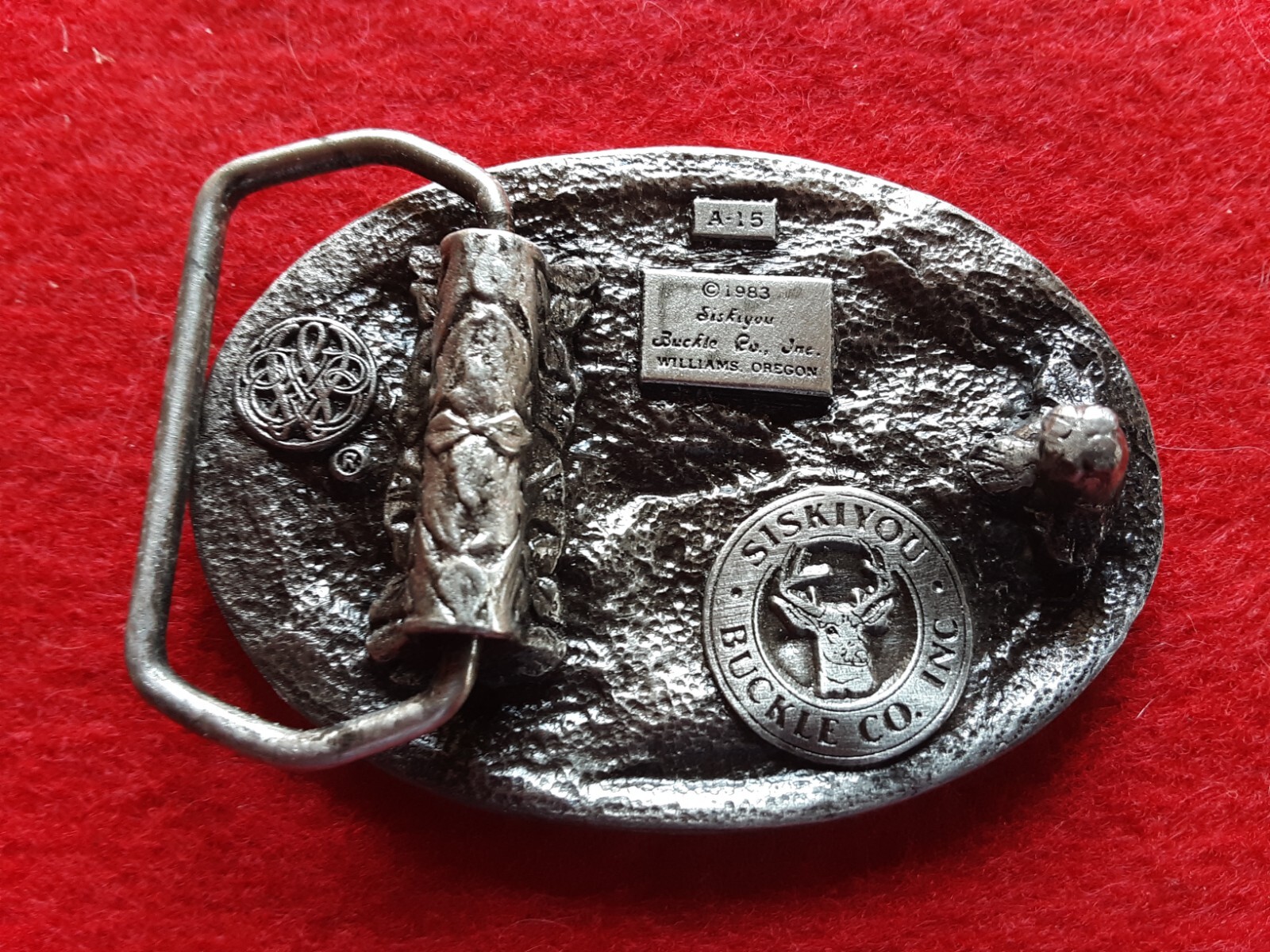 PEWTER BELT BUCKLE, « EAGLE » 3-D DESIGN, SISKIYOU-BERGAMOT USA, MAN-0724*08414
