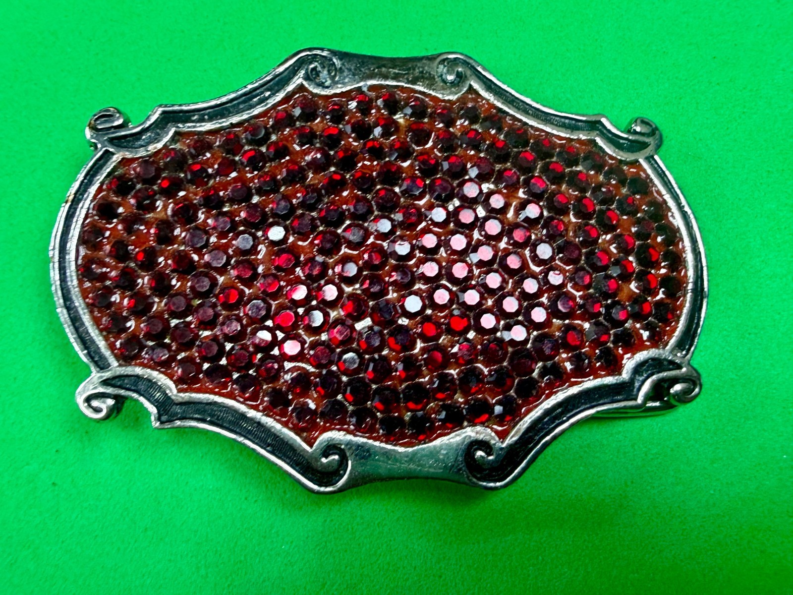 Red Rhinestone Completely Covered Womens Ladies Western Framed Belt Buckle