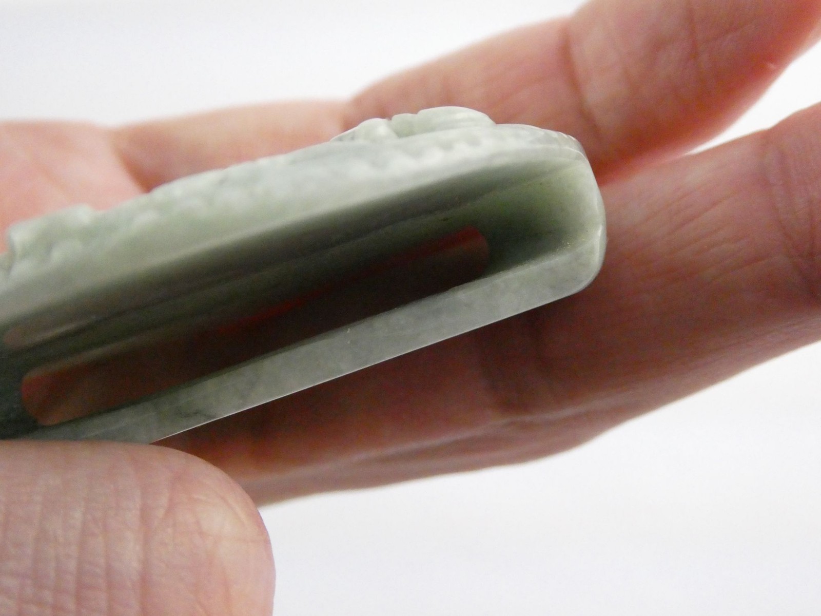 Light Green Jade Carved Dragon Head Foo Dog Belt Buckle 42g 52.05mm Fits 1.5 In