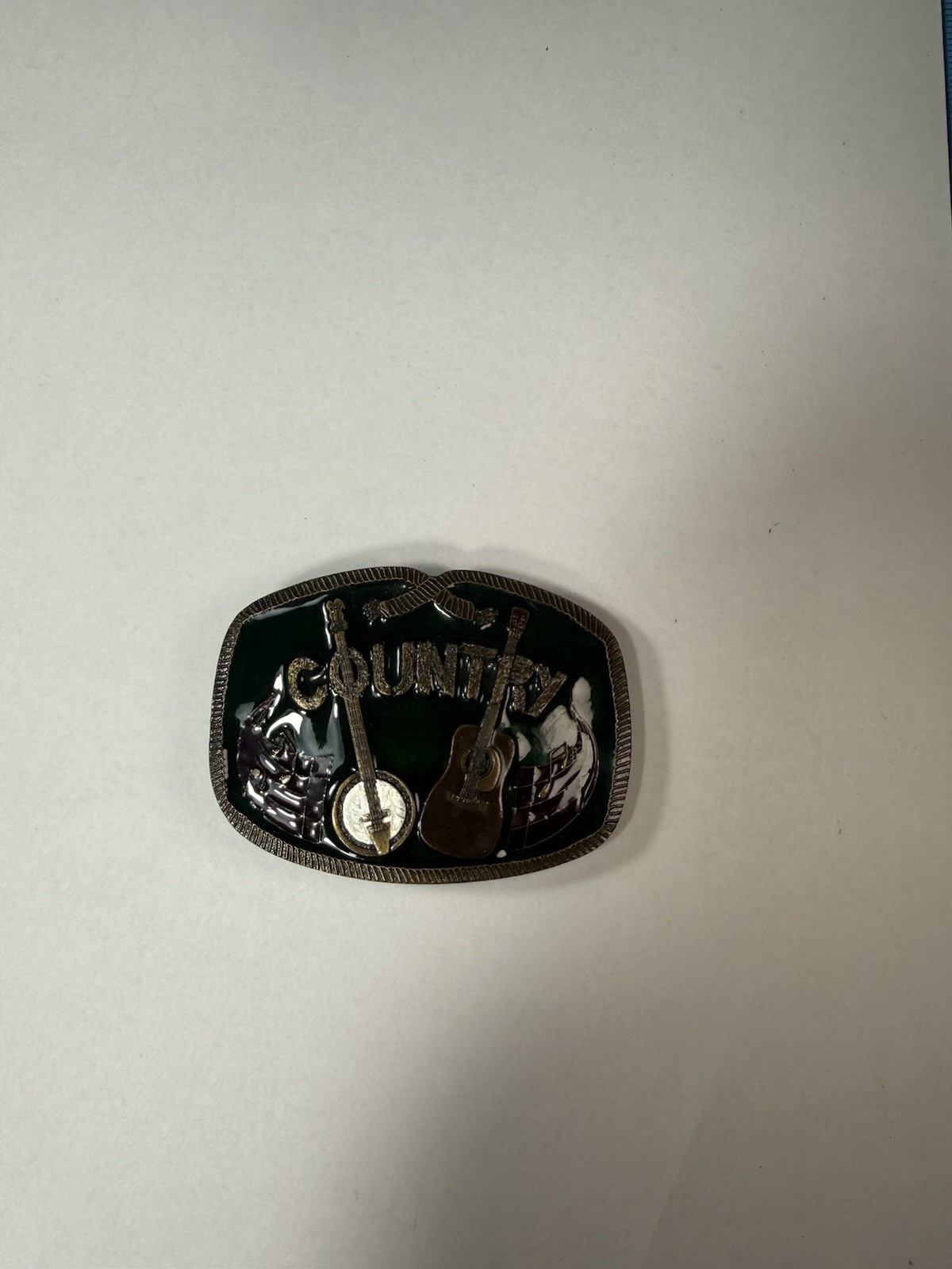 Indiana Metal Craft Country Music Banjo Western Belt Buckle Green/Silver MPN 438