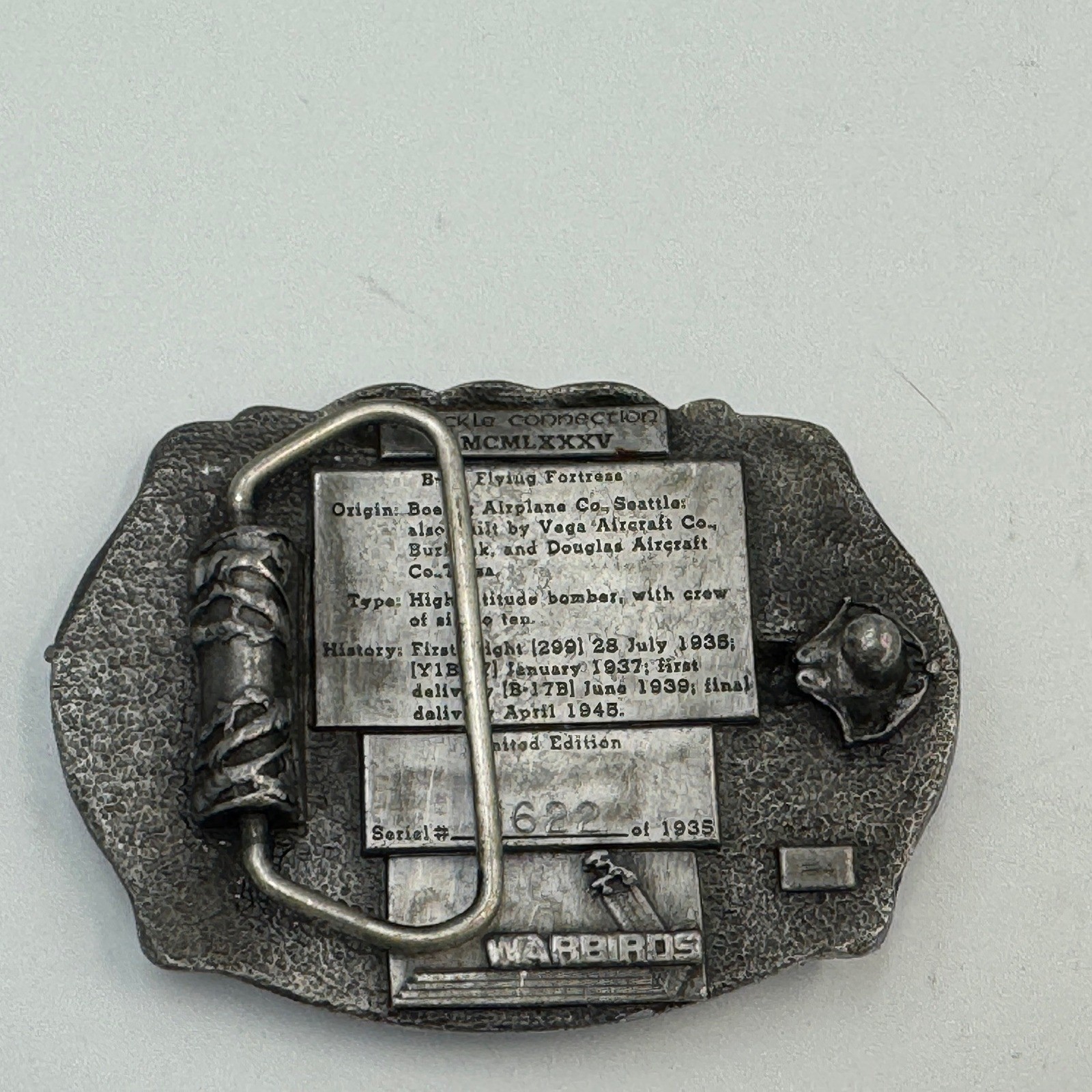 Vintage 1985 B-17 Flying Fortress 50th Anniversary Belt Buckle Limited Edition