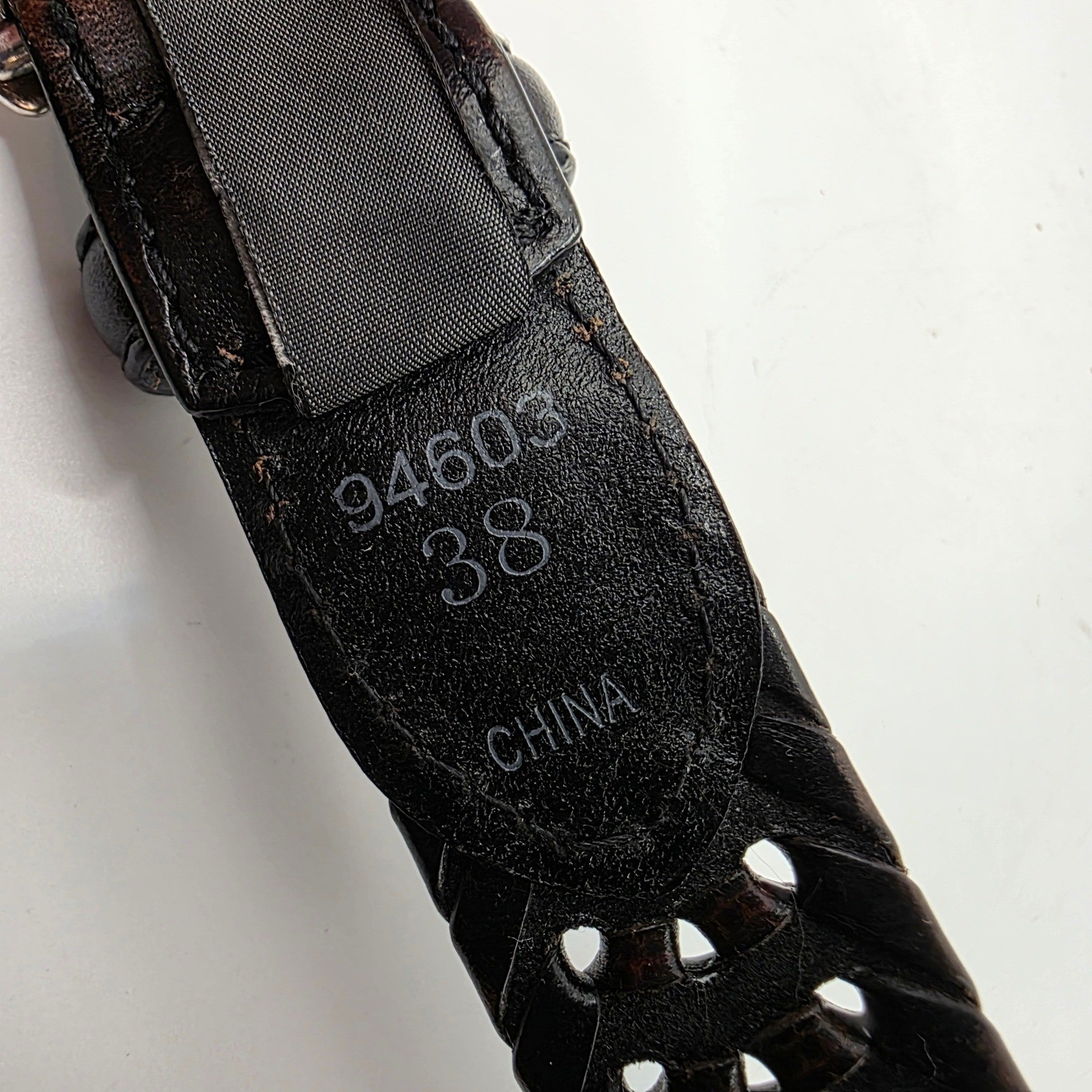 Brighton 94603 Dark Brown Braided Woven Leather Belt Silver Buckle 38