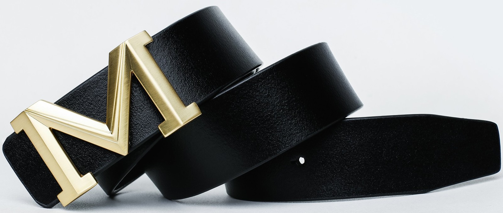 Men&rsquo;s Big Gold M Buckle 38-mm Imported Italian 105cm/41.3inch(34-36), Black 1