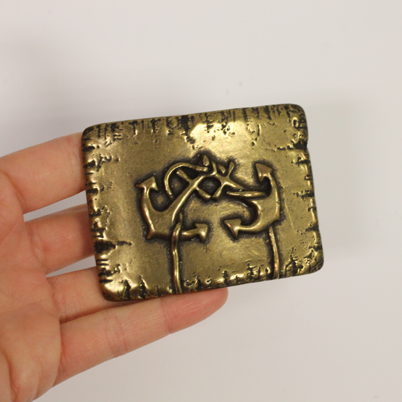 Double Anchor Belt Buckle, Antique Brass Belt Buckle for 4cm Interchangeable Belt