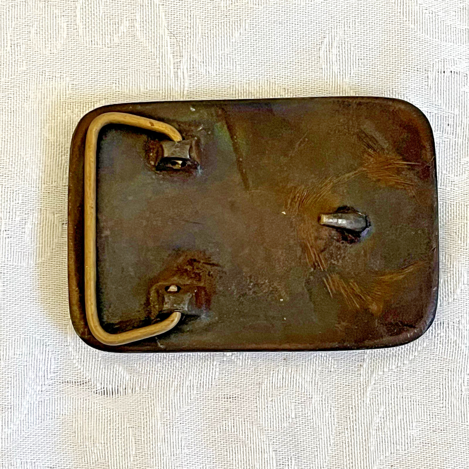 Vintage Tractor Belt Buckle Bronze Tone Steam Tractor Farm Machinery Western