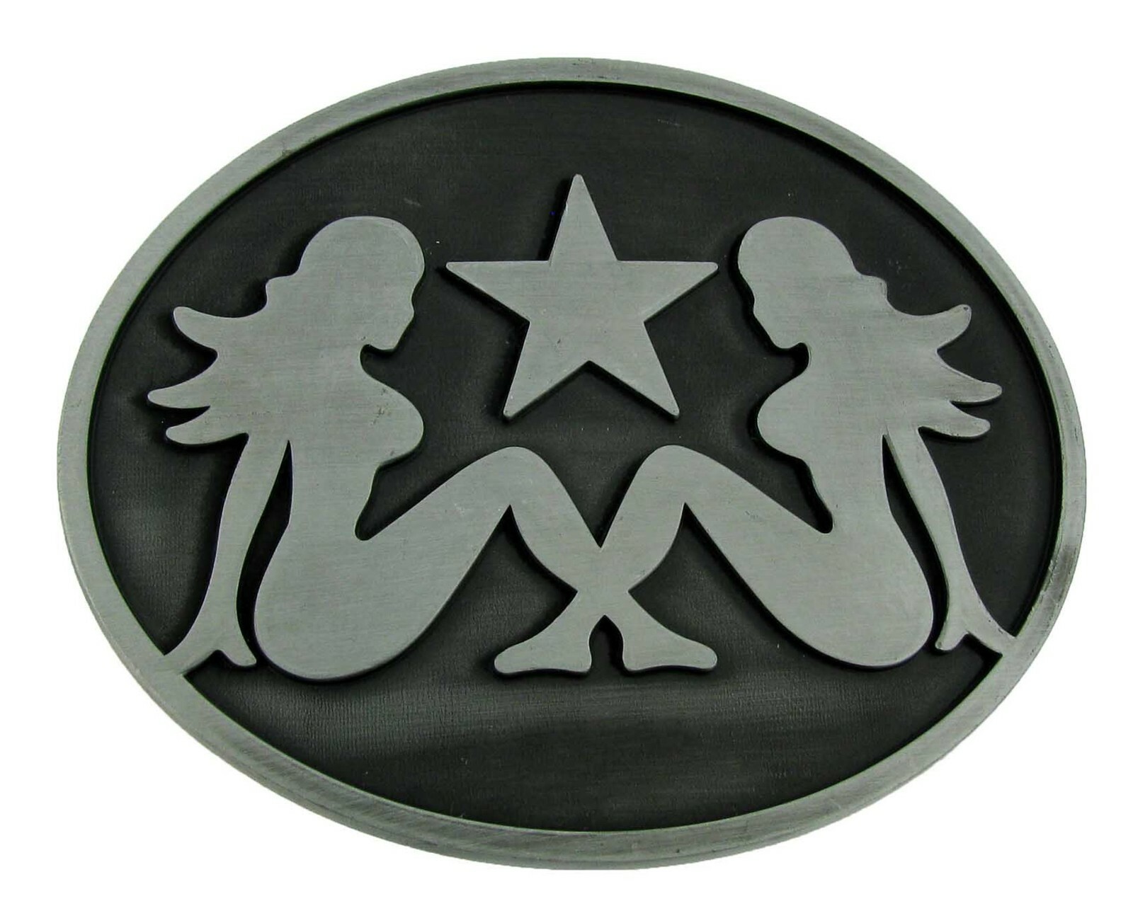 Mud Flap Girl Trucker Biker Pin UP Belt Buckle Silver Chrome Metal Men Women New