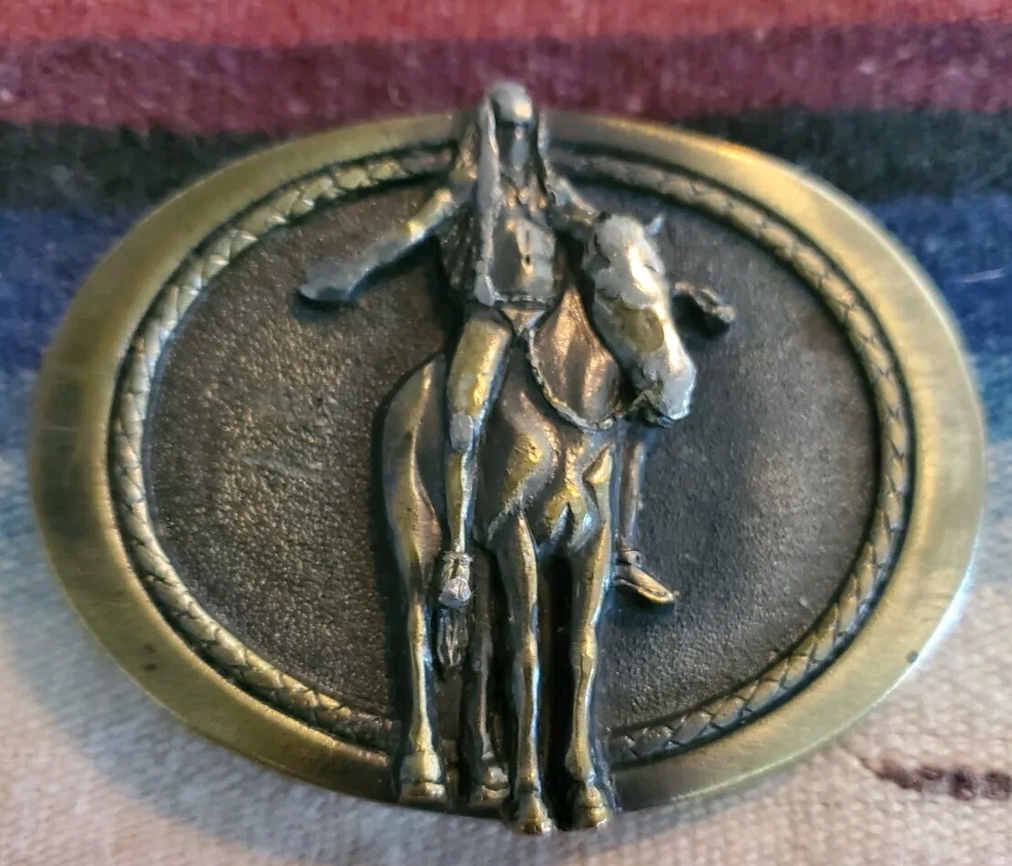 Vintage 1982 Native American/Indian on Horse Great American Belt Buckle Co #H353