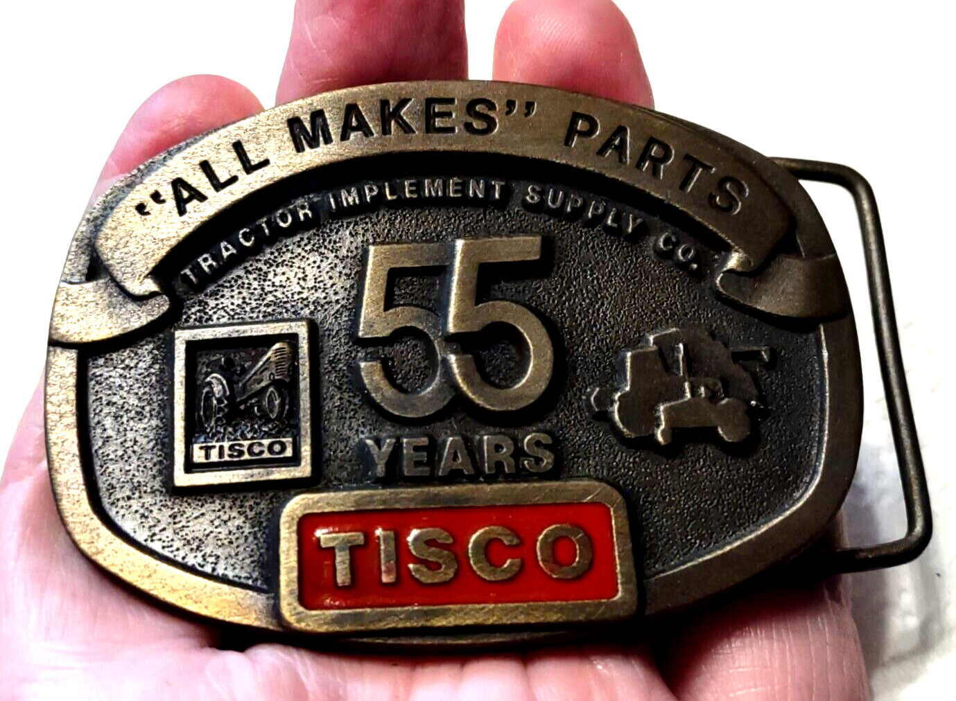 Tisco Tractor 55th Anniversary Belt Buckle VTG 1937-1992 Cast Brass Ltd Ed Farm