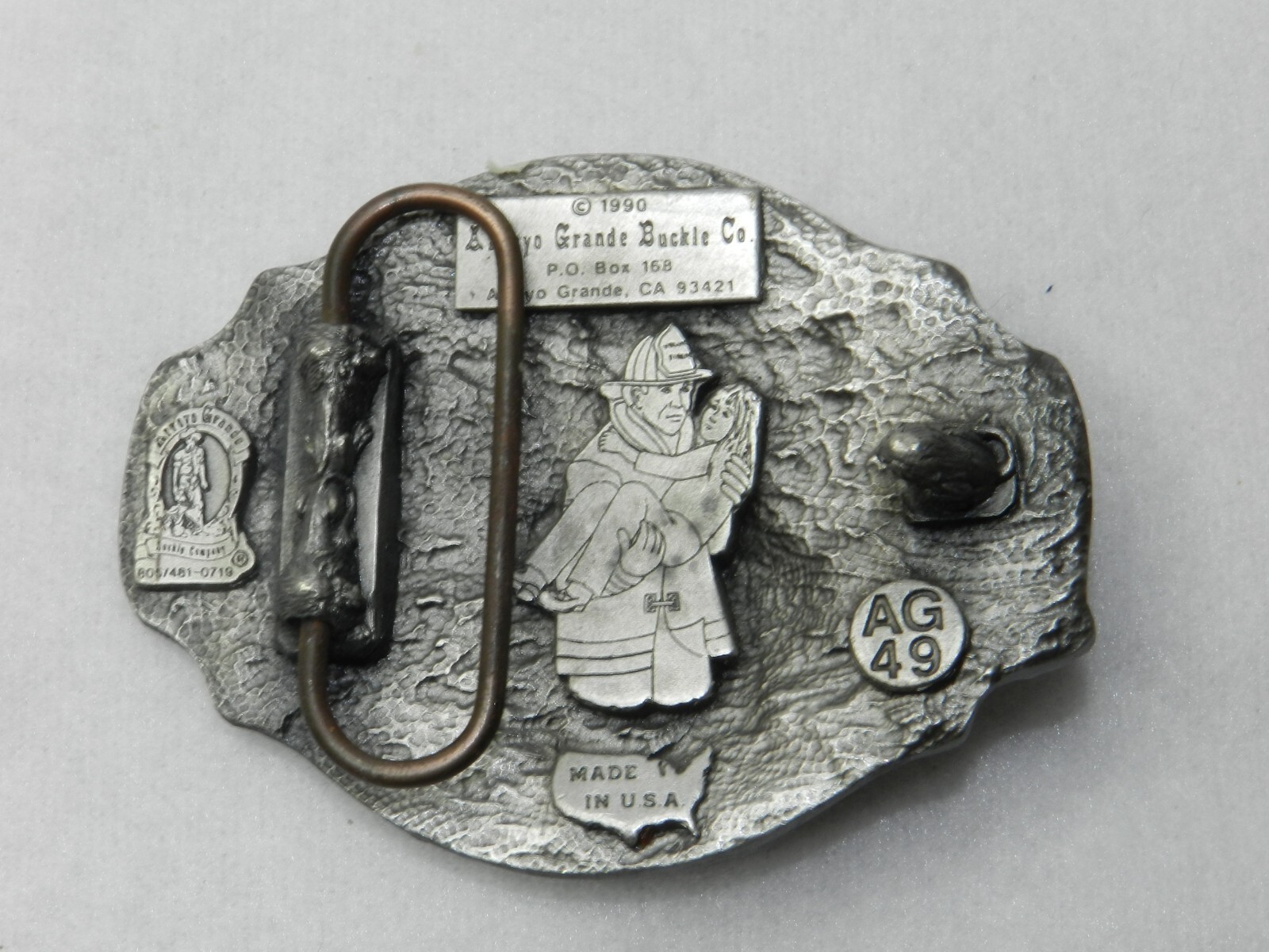 Vintage 1990 Volunteer Firefighter Metal Belt Buckle – Arroyo Grande Buckle Co.